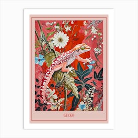 Floral Animal Painting Gecko 2 Poster Art Print