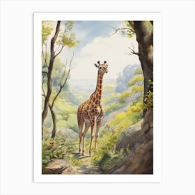 Storybook Animal Watercolour Giraffe 1 Art Print