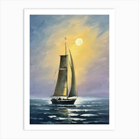 Sailboat At Sunset Art Print