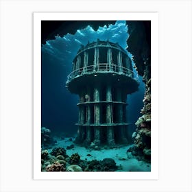 Scuba Diving In The Sea-Reimagined Art Print