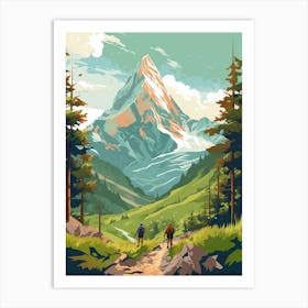 Eiger Trail Switzerland 1 Vintage Travel Illustration Art Print