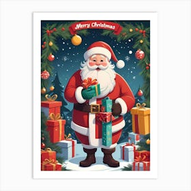 Santa Claus With Gifts Art Print