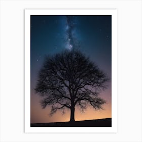 Lone Tree At Night 2 Art Print