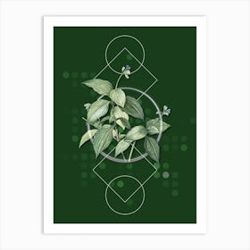 Vintage Tradescantia Erecta Botanical with Geometric Line Motif and Dot Pattern n.0285 Art Print