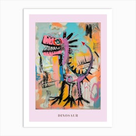 Abstract Dinosaur Pink Purple Graffiti Brushstroke Poster Art Print