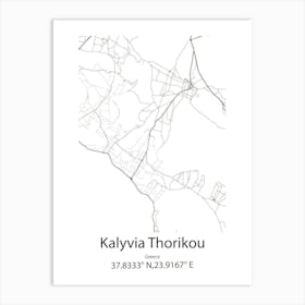 Kalyvia Thorikou,Greece Minimalist Map Art Print