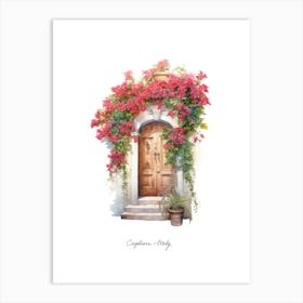 Cagliari, Italy   Mediterranean Doors Watercolour Painting 1 Poster Art Print