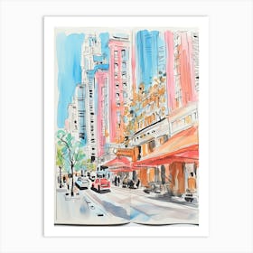 The Langham, Chicago   Chicago, Illinois  Resort Storybook Illustration 4 Art Print