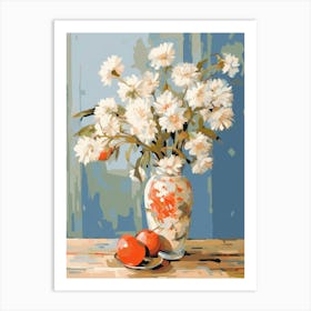 Daisy Flower And Peaches Still Life Painting 3 Dreamy Art Print
