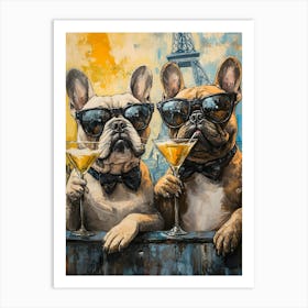 Whimsical Frenchies At The Bar 14 Art Print