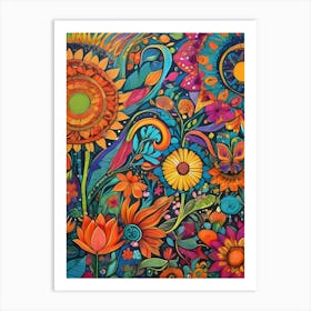 Psychedelic Flower Painting ~ Reimagined 1 Art Print