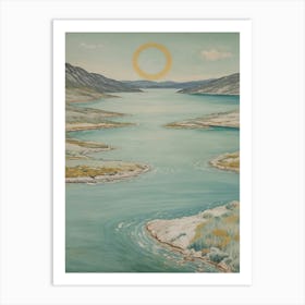 Serene Sun Rising Over The Lake Art Print