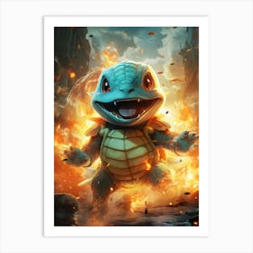 Turtle In Flames Art Print