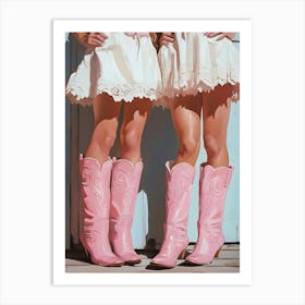 Two Girls In Pink Cowboy Boots 2 Art Print