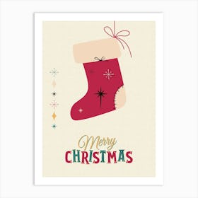 Mid Century Modern Christmas Stocking Art Print