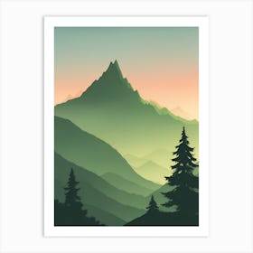 Misty Mountains Vertical Composition In Green Tone 104 Art Print