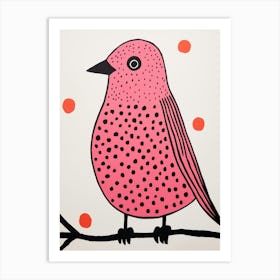 Pink Polka Dot Raven 1 Art Print