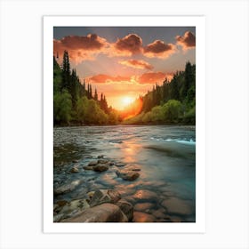 Sunrise Over A River 1 Art Print