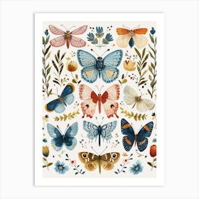Colourful Insect Illustration Butterfly 19 Art Print