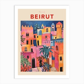 Beirut Lebanon Fauvist Travel Poster Art Print