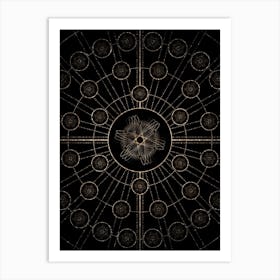 Geometric Glyph Radial Array in Glitter Gold on Black n.0357 Art Print