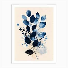 Blue Leaves Canvas Print Art Print