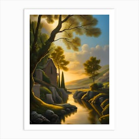 Sunset By The River Art Print