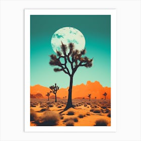 Joshua Tree In Desert In Gold And Black (1) Art Print