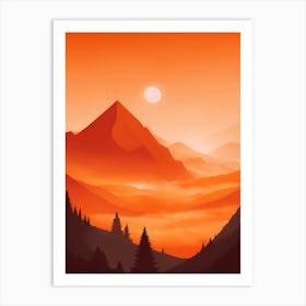 Misty Mountains Vertical Composition In Orange Tone 93 Art Print