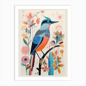 Colourful Scandi Bird Kingfisher 4 Art Print