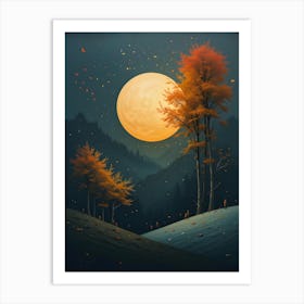 Full Moon In Autumn Art Print