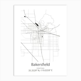 Bakersfield,United States Minimalist Map 1 Art Print