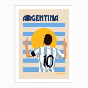 Argentina World Cup Football Retro Illustration Art Print