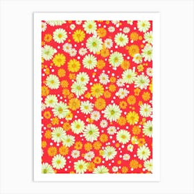 Daisy Floral Print Warm Tones2 Flower Art Print