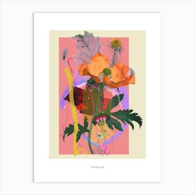 Buttercup 1 Neon Flower Collage Poster Art Print