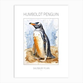 Humboldt Penguin Salisbury Plain Watercolour Painting 4 Poster Art Print