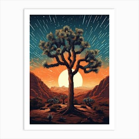  Retro Illustration Of A Joshua Tree With Starry Sky 4 Art Print