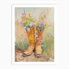 Cowboy Boots And Wildflowers Wild Columbine Art Print