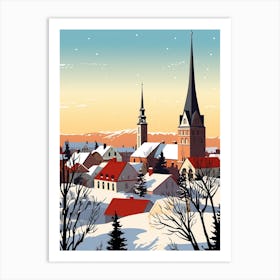 Retro Winter Illustration Tallinn Estonia 3 Art Print