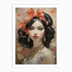 Girl With A Bow Art Print