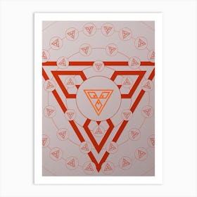 Geometric Abstract Glyph Circle Array in Tomato Red n.0045 Art Print