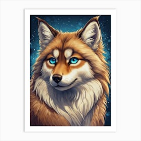 Wolf With Blue Eyes Art Print