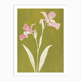 Pink & Green Monkey Orchid Art Print