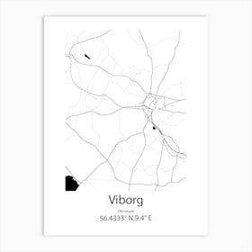 Viborg,Denmark Minimalist Map Art Print