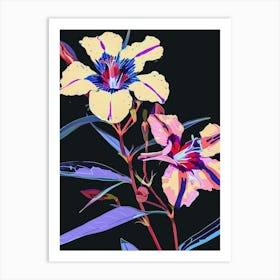 Neon Flowers On Black Phlox 1 Art Print