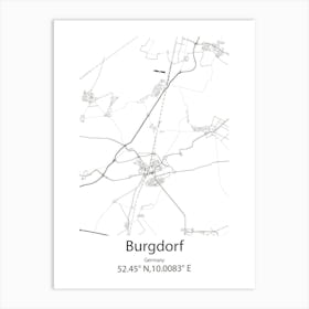 Burgdorf,Germany Minimalist Map Art Print