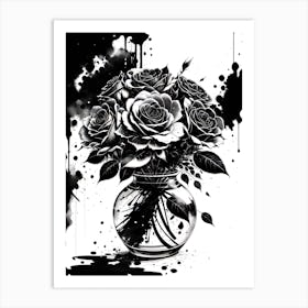 Black And White Roses 2 Art Print