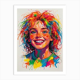 Girl With Colorful Hair 5 Art Print