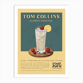 Tom Collins Cocktail Art Print