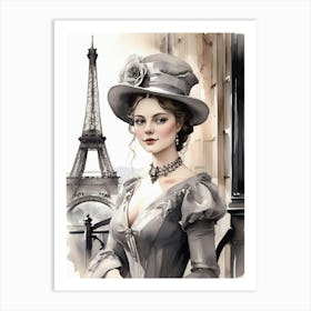 Victorian Lady In Paris art print 1 Art Print